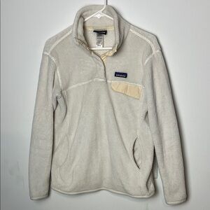 Patagonia White and Cream Fleece Sweatshirt